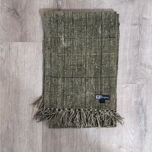 Vintage Susan Horton Artisan Woven Scarf | Olive Green Tweed USA Made